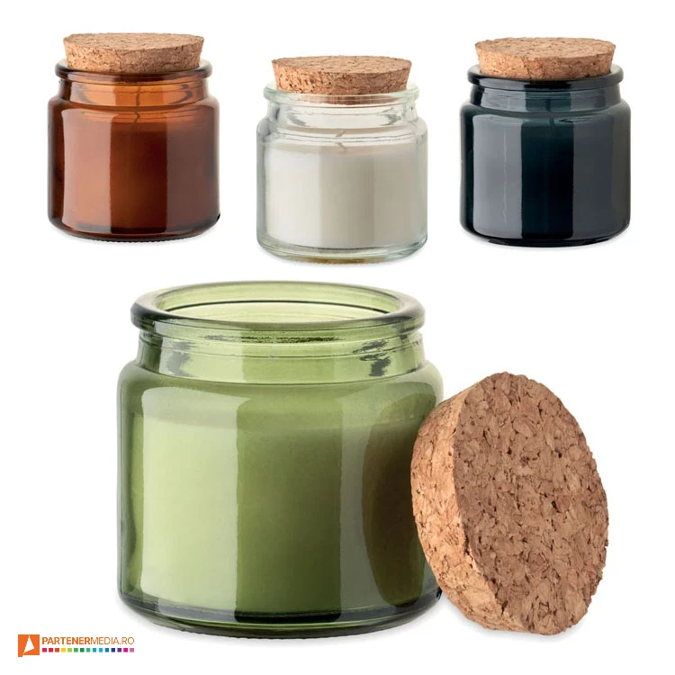 lumanari parfumate cu candela din sticla si capac din pluta mo2707 poza 1