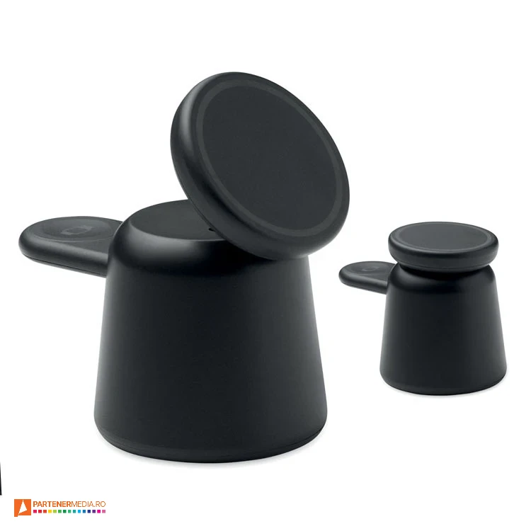 Statii de incarcare wireless din plastic cu 3 functii si inel metalic magnetic statii wireless de incarcare 3 in 1 mo2732
