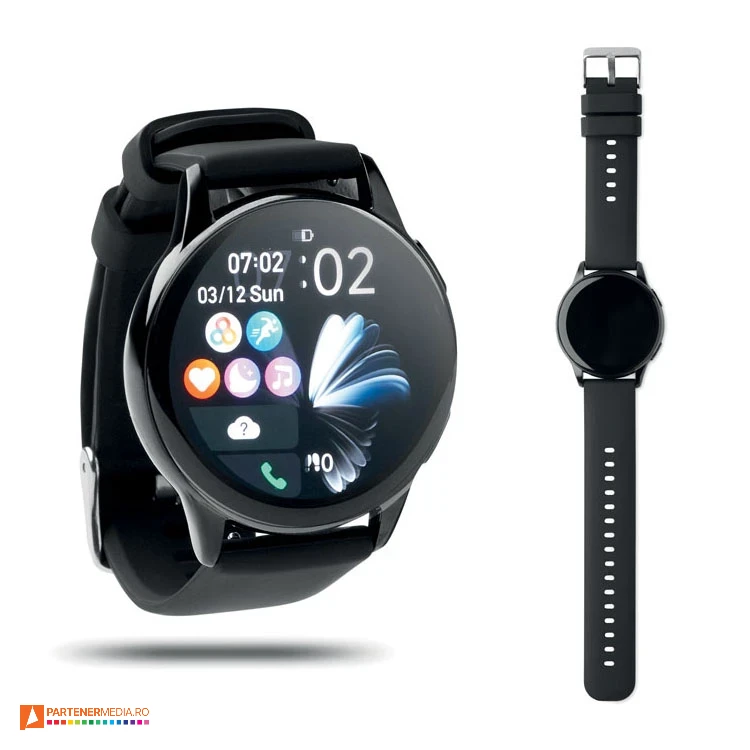 ceasuri smartwatch promotionale cu curea neagra din silicon mo2748 poza 1