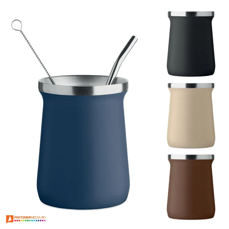 pahare metalice cu pai si perie incluse mo2776 poza 1