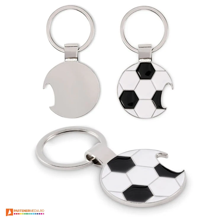 brelocuri metalice cu desfacator si desing de minge de fotbal mo2795 poza 1