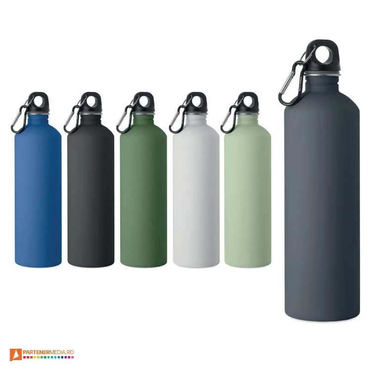 Bidoane metalice promotionale de 750 ml cu suprafata mata colorata si carabina bidoane metalice de 750 ml cu carabina mo3169