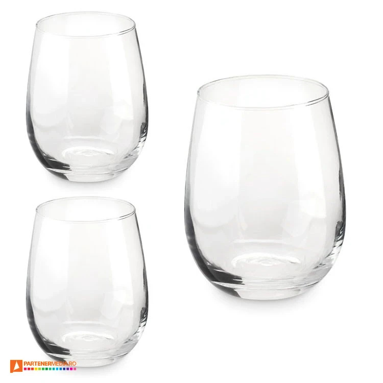 Pahare promotionale din sticla transparenta cu capacitate de 420 ml pahare promotionale din sticla transparenta mo6158