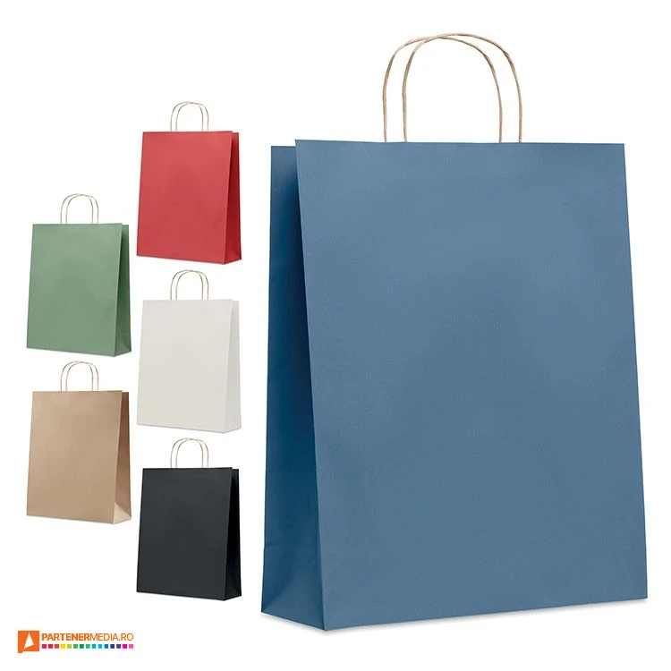 Sacose promotionale mari din hartie reciclata cu dimensiuni de 32 x 40 cm sacose mari colorate din hartie reciclata mo6174