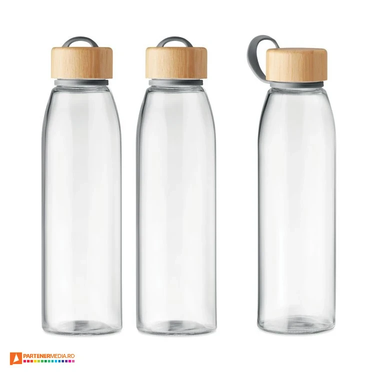 sticle promotionale transparente cu capac din lemn mo6246