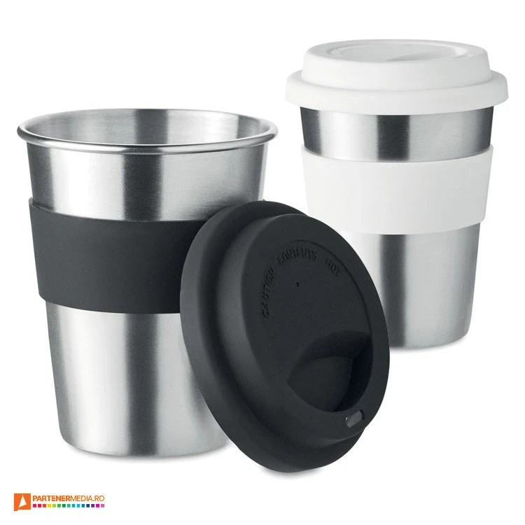 pahare metalice cu manson si capac din silicon mo6257