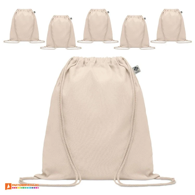rucsaci crem drawstring din bumbac organic mo6354