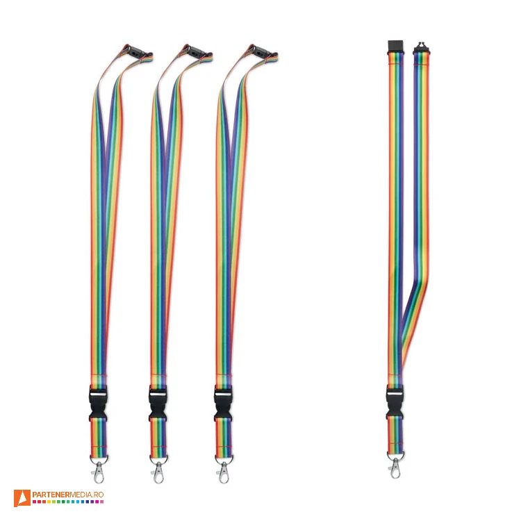 lanyard uri multicolore din pet reciclat cu catarame din plastic mo6423 poza 1