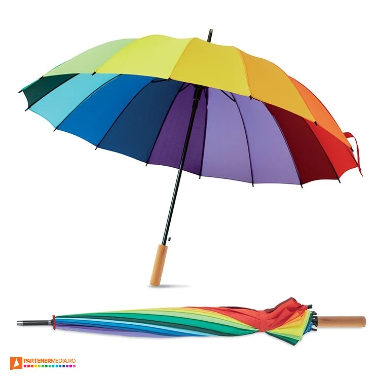 umbrele multicolore cu maner drept din lemn mo6540