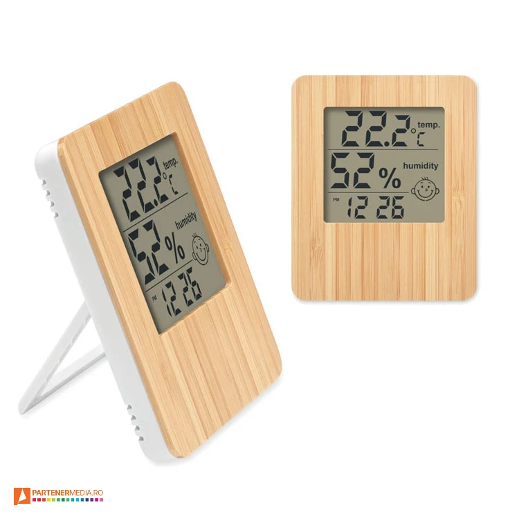 ceasuri de birou din plastic si lemn de bambus cu statie meteo mo6562 ceasuri de birou din plastic si lemn de bambus cu statie meteo mo6562 poza 1