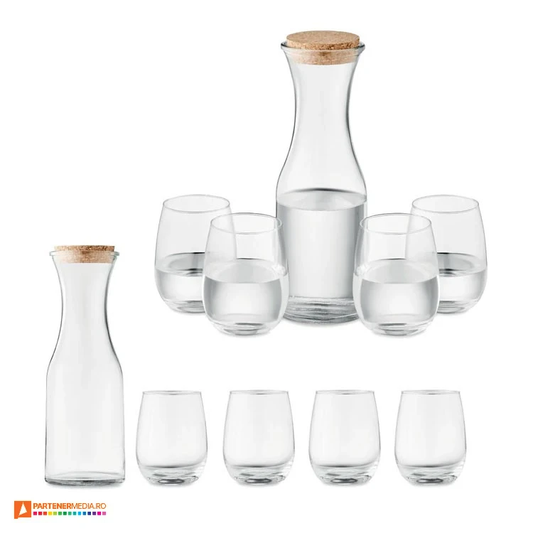 seturi de carafe cu pahare din sticla transparenta recilcata mo6656