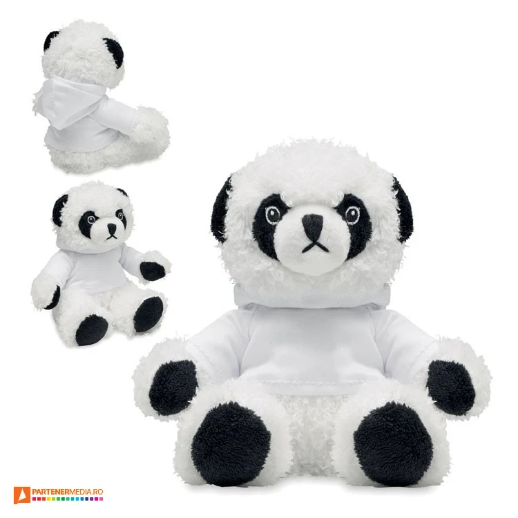 ursuleti panda din plus cu hanorac alb mo6736 poza 1