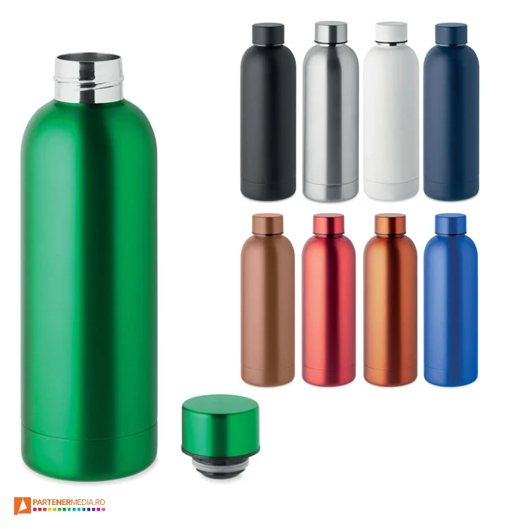 Bidoane termoizolante colorate din 90% otel inoxidabil reciclat cu capacitate de 500 ml bidoane metalice termoizolante din otel inoxidabil de 500 ml mo6750