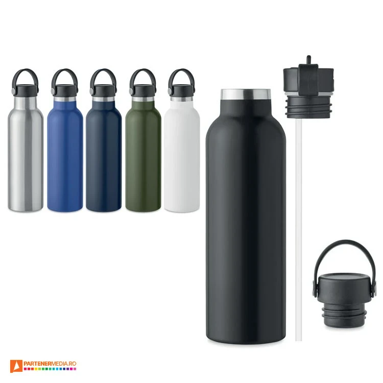 bidoane metalice de 500 ml cu pai mo6944
