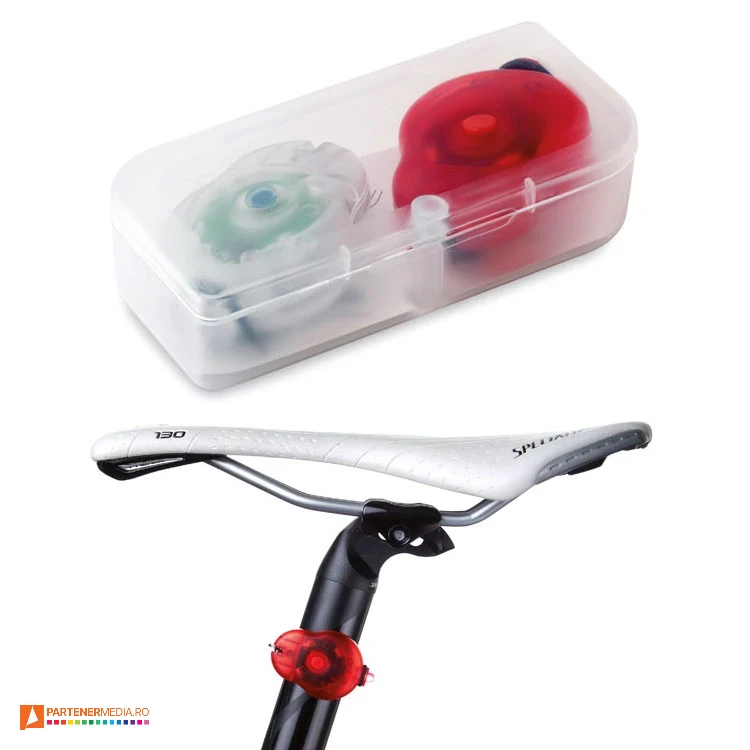 Seturi de dispozitive luminoase cu prindere sub saua de bicicleta si ghidon seturi de dispozitive luminoase pentru biciclete mo8070