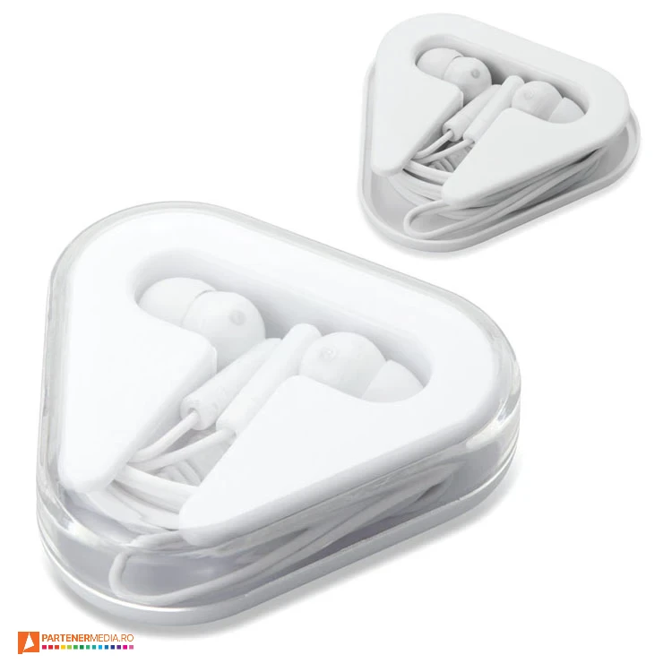 Casti audio cu fir din PVC si cutie triunghiulara din plastic casti audio earphones cu cablu de 120 cm mo8149