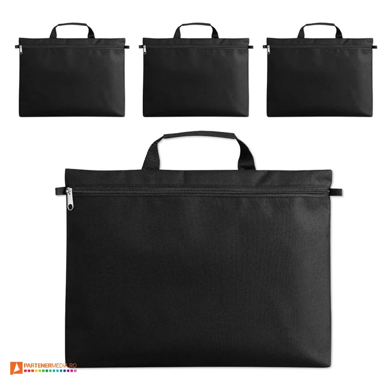 genti de documente din poliester cu fermoar si maner mo8346