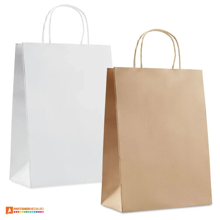 Pungi mari promotionale de cadou din hartie cu burduf de 11 cm pungi mari din hartie cu manare din hartie rasucita mo8809