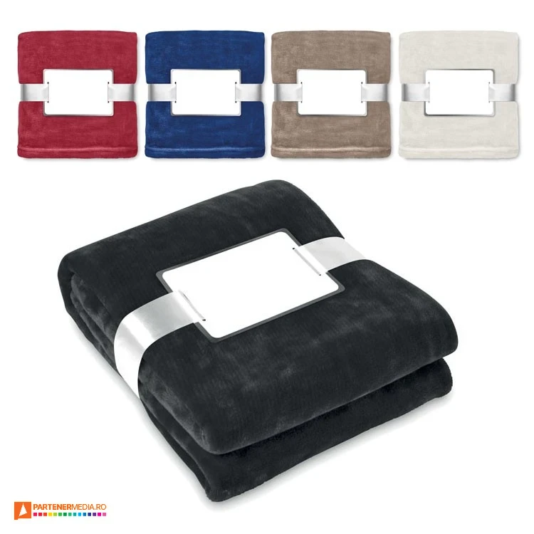 paturi fleece promotionale cu eticheta si panglica mo9088