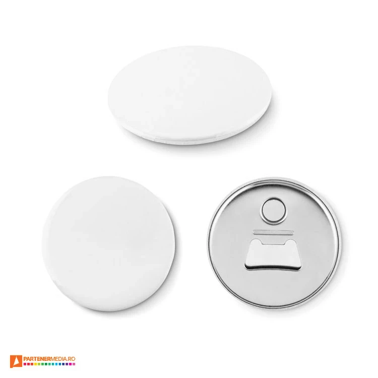 Insigne cu magnet de frigider si desfacator de sticle, cu diametrul de 5.8 cm insigne cu suprafata magnetica si desfacator de sticle mo9331