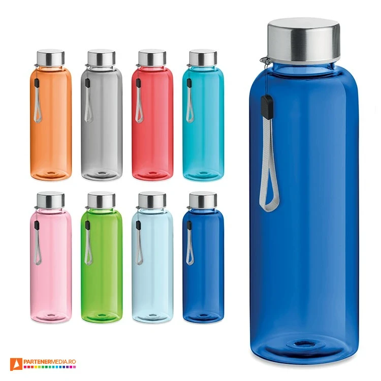 Bidoane promotionale colorate din tritan de 500 ml cu capac argintiu metalic bidoane sport promotionale din tritan de 500 ml mo9356
