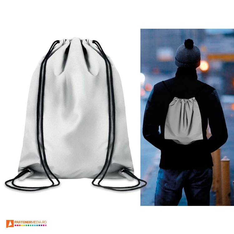 rucsacuri drawstring argintii reflectorizante mo9403