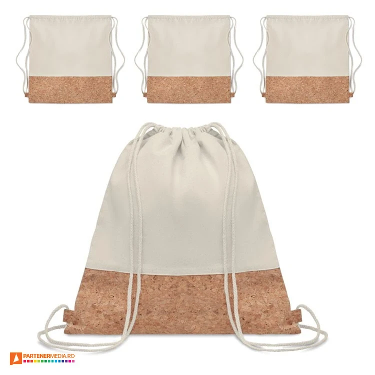 rucsacuri promotionale din bumbac si pluta cu snururi drawstring mo9515