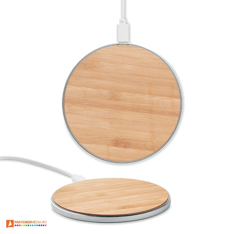 incarcatoare wireless promotionale de 10w din plastic si lemn mo9787