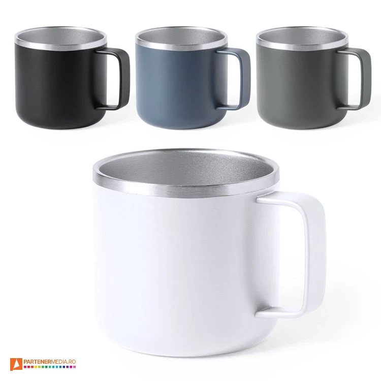Cani metalice promotionale cu capacitate de 350 ml si suprafata colorata cani metalice promotionale din otel inoxidabil cu design modern 1048