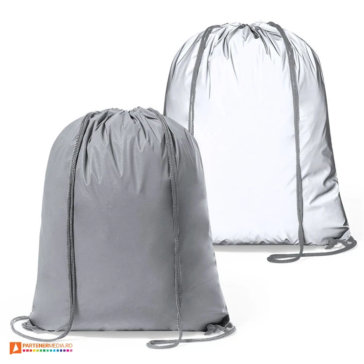 Rucsacuri reflectorizante de tip drawstring din poliester, cu inchidere prin snururi duble rucsacuri reflectorizante drawstring cu snururi duble 1137