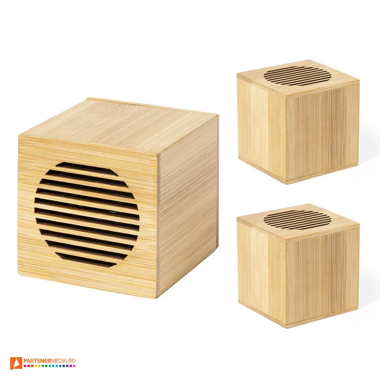 Boxe audio din lemn de 3W cu conexiune bluetooth 5.0 si cablu micro USB inclus boxe audio promotionale din lemn de bambus de 3w 1143