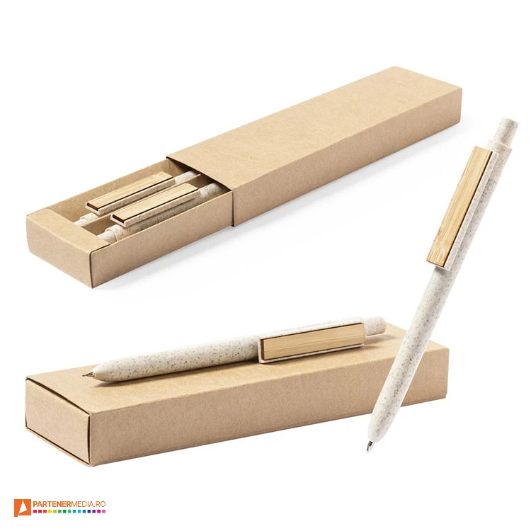 seturi de pixuri ecologice in cutie de cadou din carton 1245 seturi de pixuri ecologice in cutie de cadou din carton 1245 poza 1
