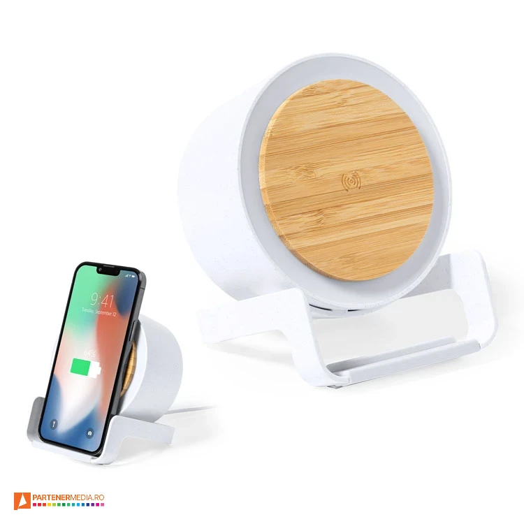Lampi multifunctionale cu incarcator wireless de 10W si boxa audio portabila incarcatoare de telefon cu boxa audio si lumina ambientala 1351