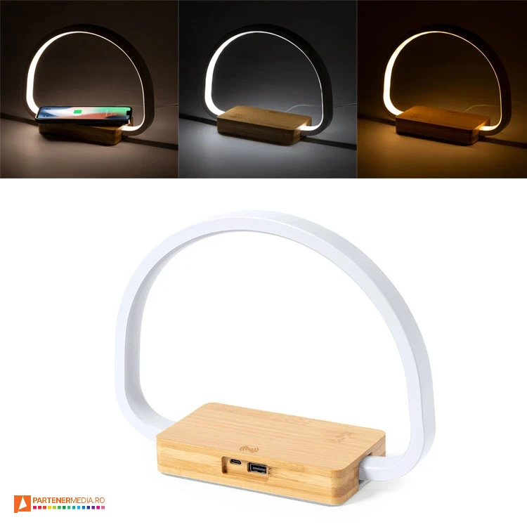 lampi de birou cu lumina led si incarcator wireless de 10w 1352