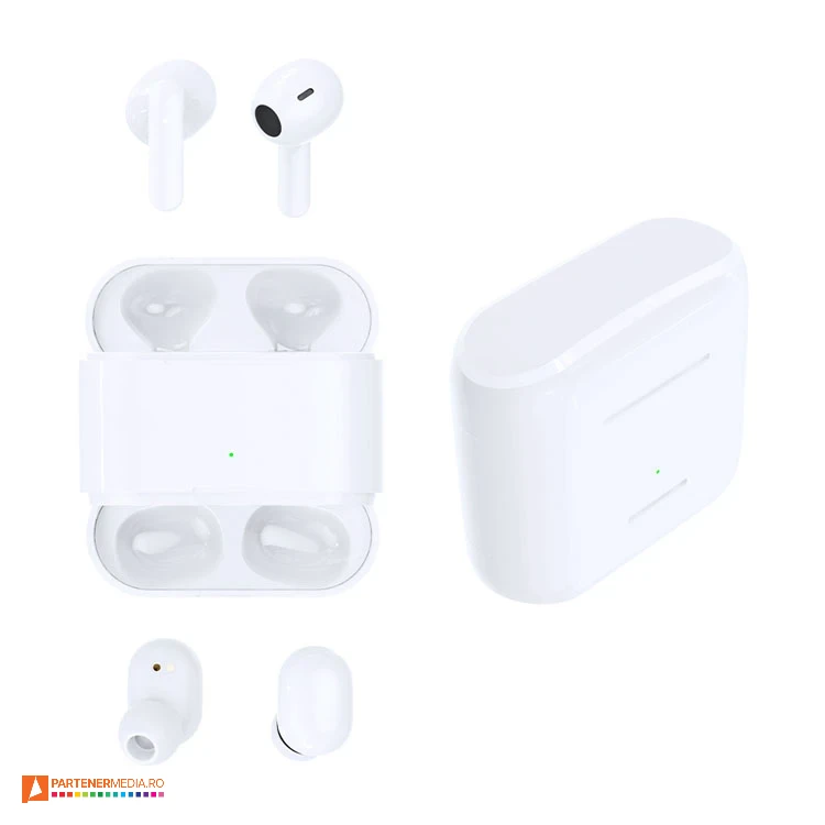 Seturi de 4 casti audio cu conexiune Bluetooth 5.0 si buton tactil integrat casti audio wireless din plastic cu statie de incarcare 1461