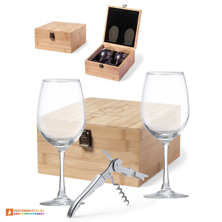 Seturi de vin cu 2 pahare cu capacitate de 350 ml si tirbuson din otel inoxidabil seturi de vin cu tirbuson si pahare din sticla 1707