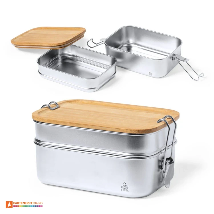 caserole metalice duble cu capac din lemn 1742 poza 1