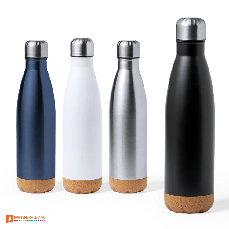 sticle metalice de 750 ml din otel inoxidabil cu baza din pluta 1770 sticle metalice de 750 ml din otel inoxidabil cu baza din pluta 1770 poza 1