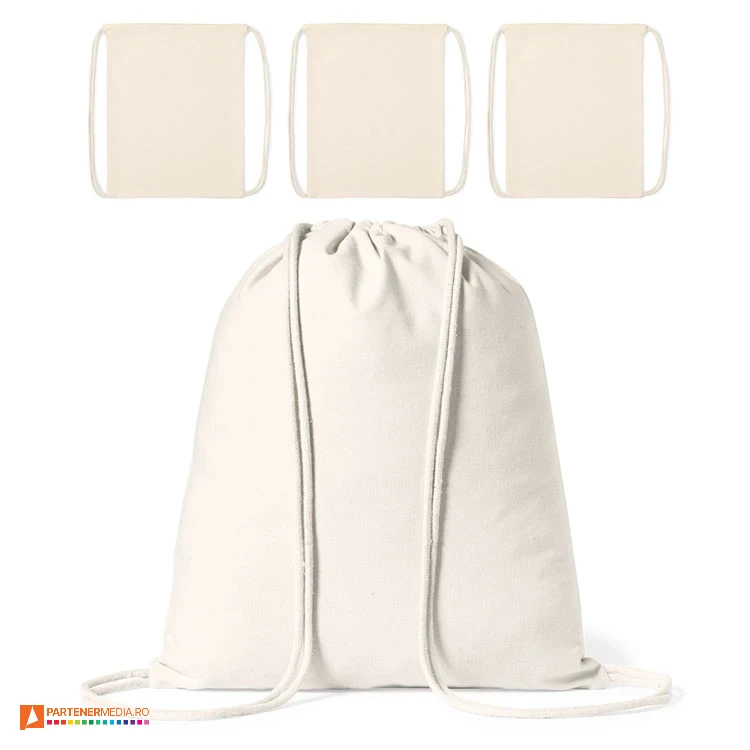 Rucsacuri drawstring din bumbac cu gramaj de 180 gr/mp si dimensiuni de 37 x 41 cm rucsacuri drawstring promotionale crem din bumbac 1835
