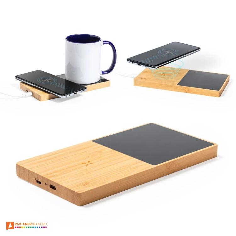 Incarcatoare wireless cu cablu de incarcare USB-C si suprafata pentru incalzirea canii incarcatoare wireless de 15w cu incalzitor de cana 1873