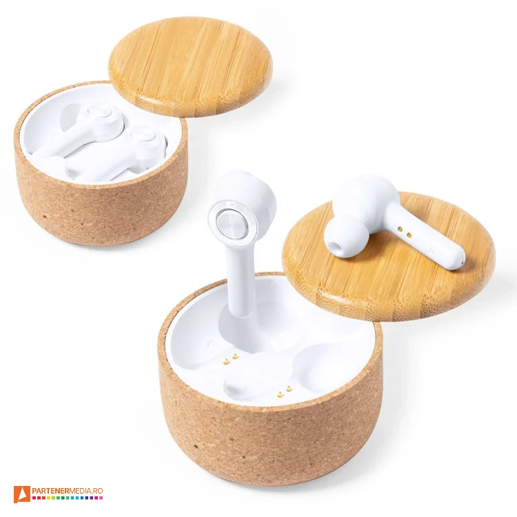 casti audio earphones wireless cu statie de incarcare 1967