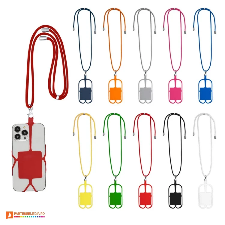 snururi lanyard cu suport din silicon colorat pentru telefon 20156 poza 1