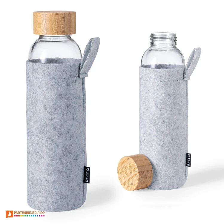 sticle transparente promotionale cu husa din pasla reciclata 20162 sticle transparente promotionale cu husa din pasla reciclata 20162 poza 1