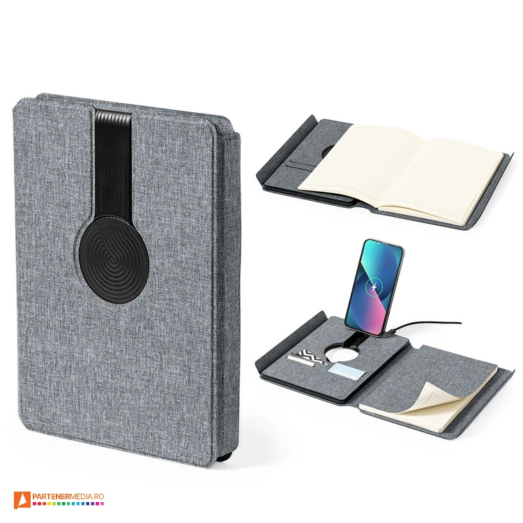mape cu incarcator wireless si powerbank cu carnetel a5 20248 mape cu incarcator wireless si powerbank cu carnetel a5 20248 poza 1