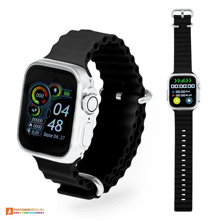 ceasuri promotionale smartwatch cu curea neagra din silicon 20272 poza 1