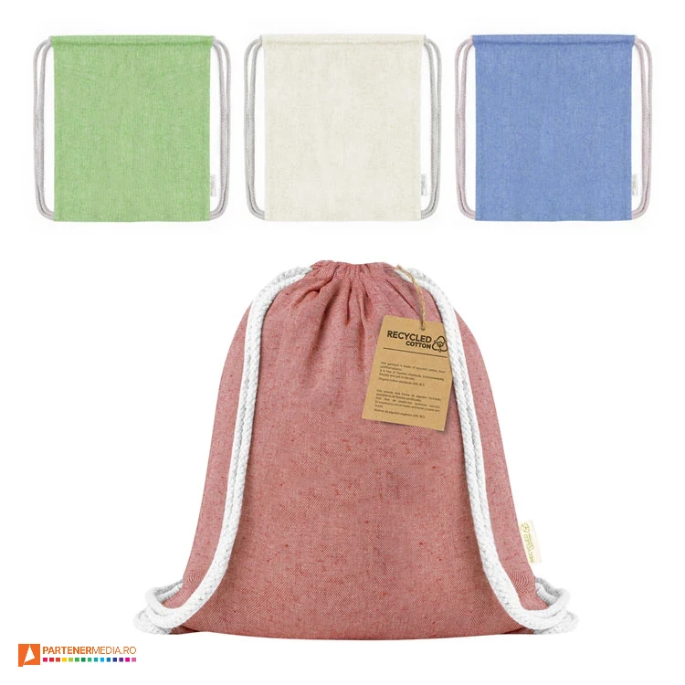 Rucsacuri drawstring pentru copii, din bumbac reciclat cu gramaj de 120 gr/mp rucsacuri drawstring pentru copii din bumbac reciclat 20393