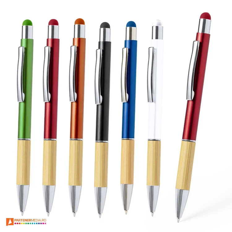 pixuri cu grip din lemn si varf touch pen 20656 pixuri cu grip din lemn si varf touch pen 20656 poza 1