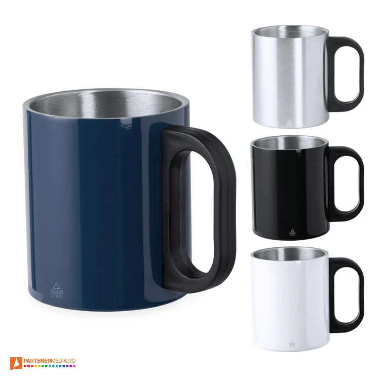 cani promotionale din otel inoxidabil reciclat cu maner din plastic 20706