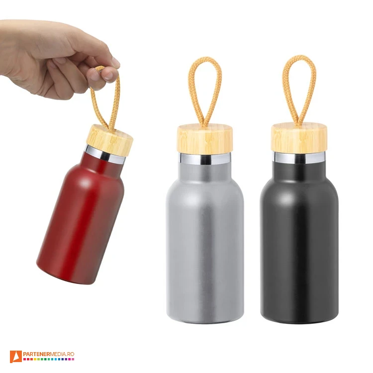 sticle metalice termoizolante de 350 ml cu snur de tranport 20711 poza 1