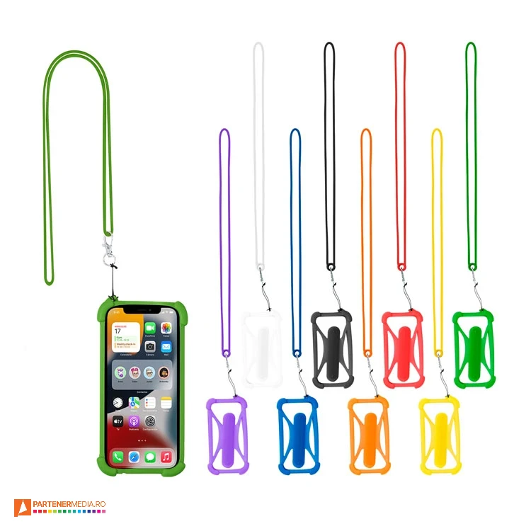 snururi lanyard din silicon cu suport de telefon 20747 poza 1